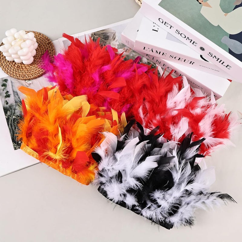 whitefeather 4 Yards Turkey Feather Trim - 4~6in Fashion Dress Sewing - Natural Fluffy Feather Trim Fringe for Party Clothing DIY Sewing Craft Wedding Dress (Fuchsia) - Image 4